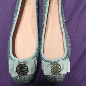 Kate Spade Fontana Too Silver Glitter Flats